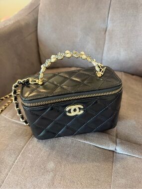CHANEL Black Quilted Vanity Mini Bag with Gold Hardware